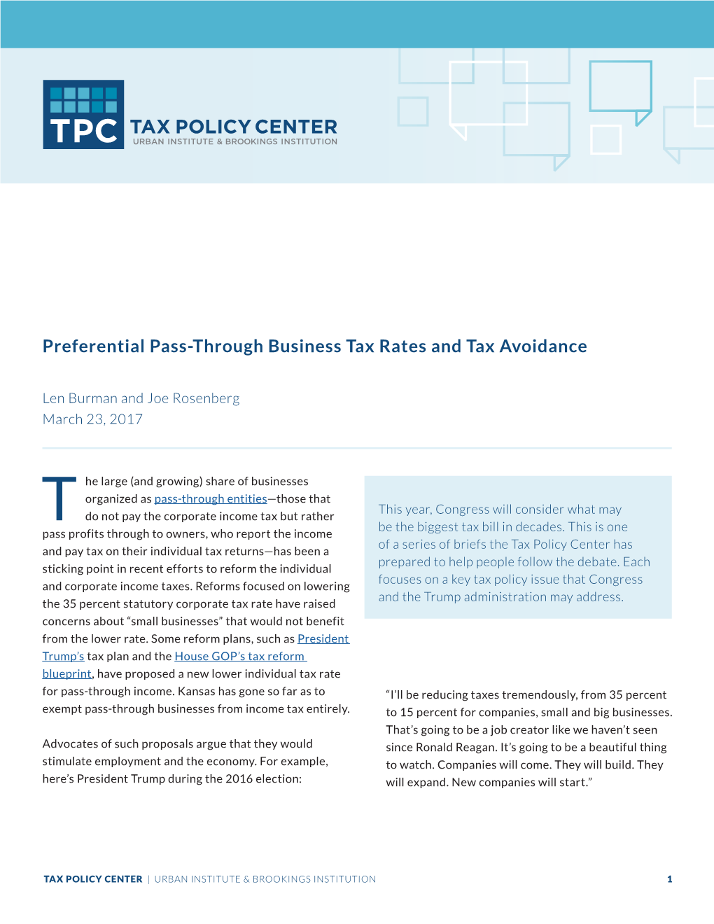 Preferential Pass-Through Business Tax Rates and Tax Avoidance