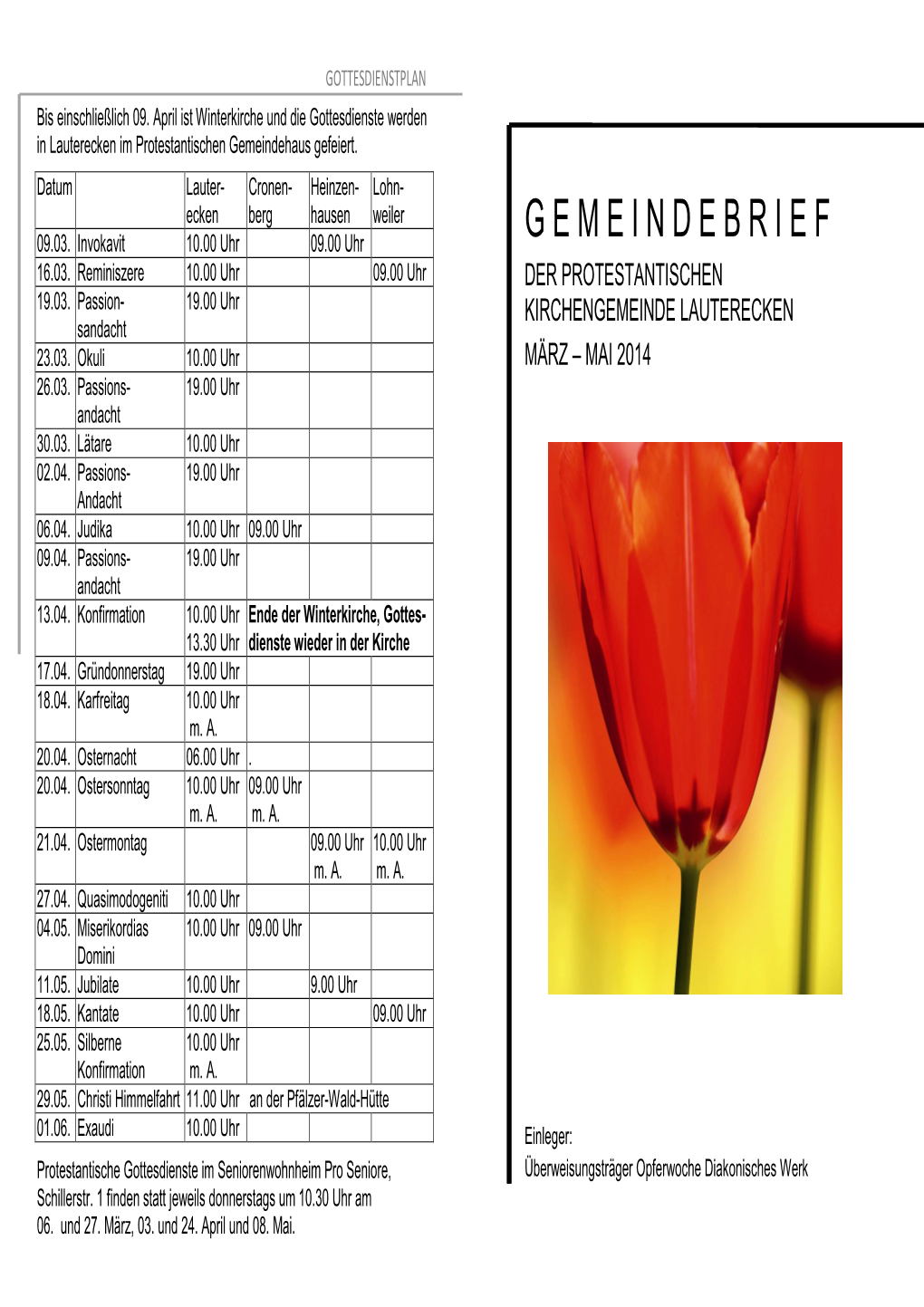 Gemeindebrief 12 Seiten März Bis Mai 14