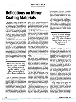 Reflections on Mirror Coating Materials