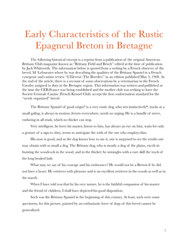 Early Characteristics-Rustic Breton