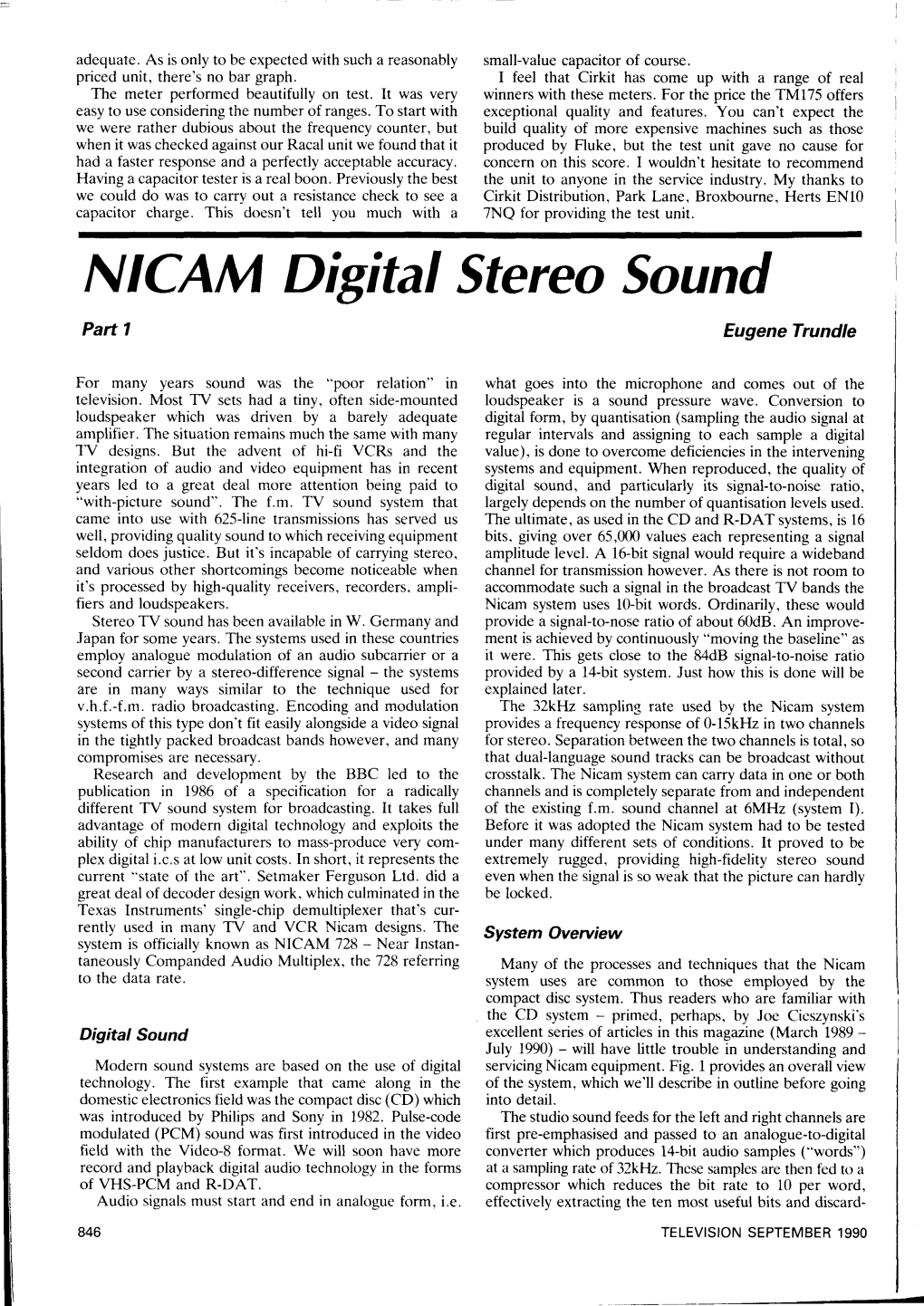 NICAM Digital Stereo Sound