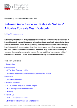 Soldiers' Attitudes Towards War (Portugal)