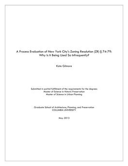 A Process Evaluation of New York City's Zoning