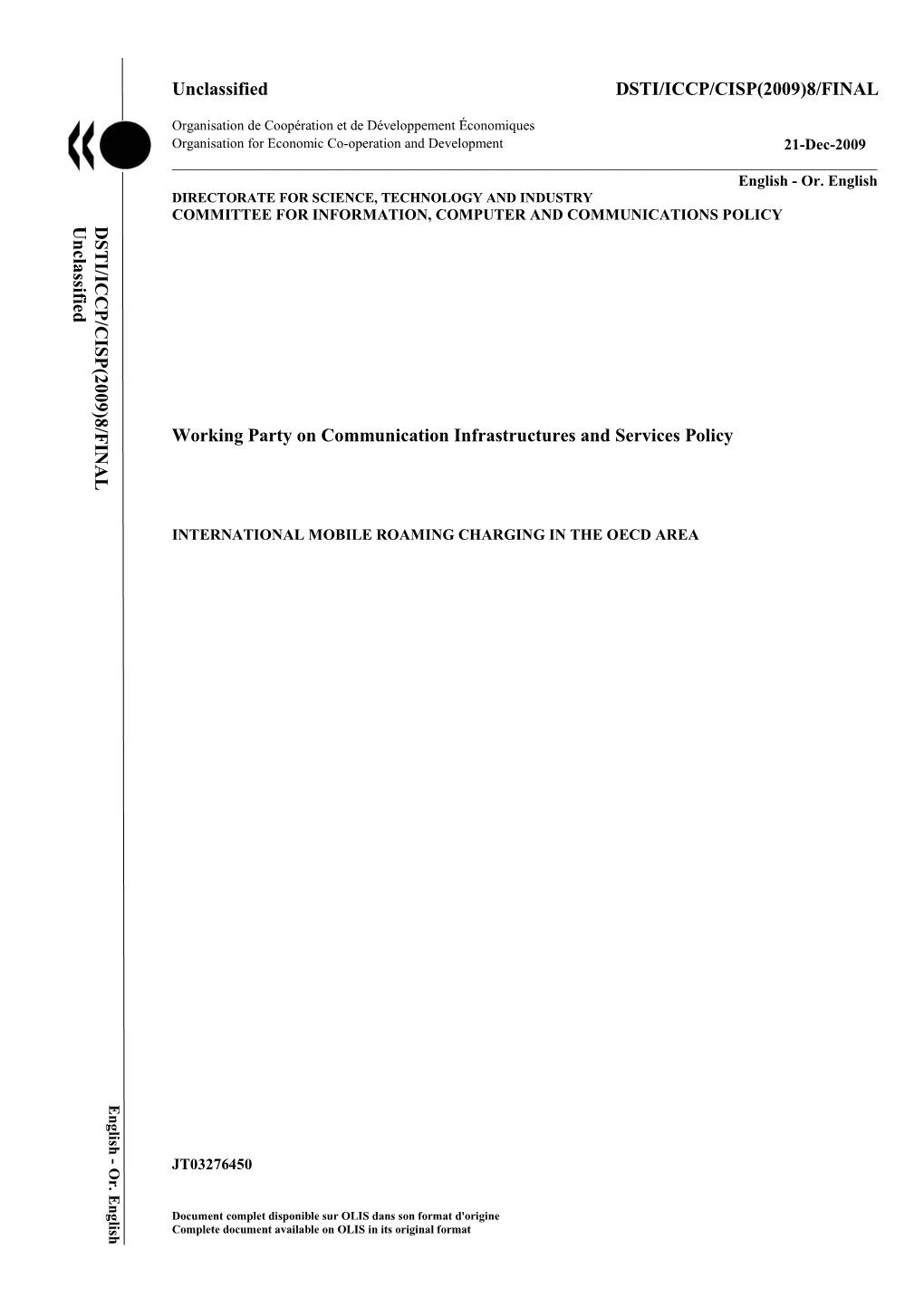 International Mobile Roaming Charging in the Oecd Area