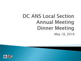DC ANS Annual Meeting Dinnermeeting