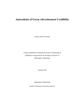 Antecedents of Green Advertisement Credibility