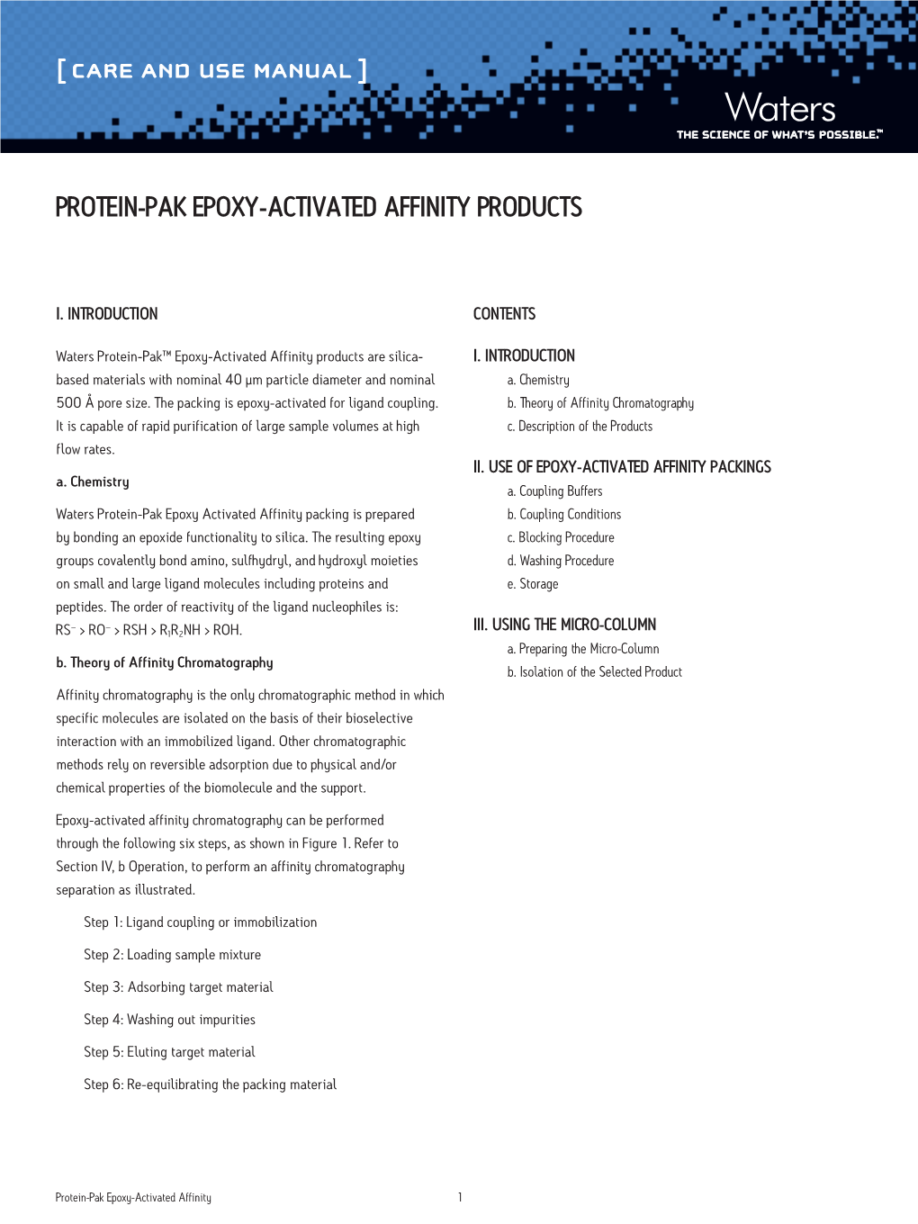 Protein-Pak Epoxy-Activated Affinity Products