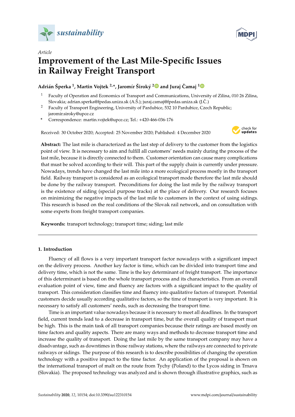 Improvement of the Last Mile-Specific Issues in Railway Freight Transport