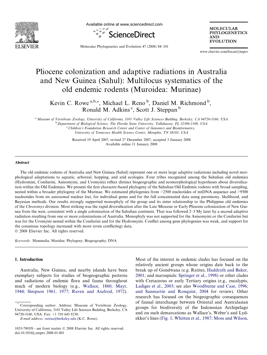 Sahul): Multilocus Systematics of the Old Endemic Rodents (Muroidea: Murinae)