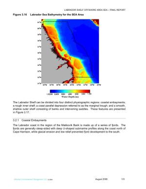 Figure 3.16 Labrador Sea Bathymetry for the SEA Area The