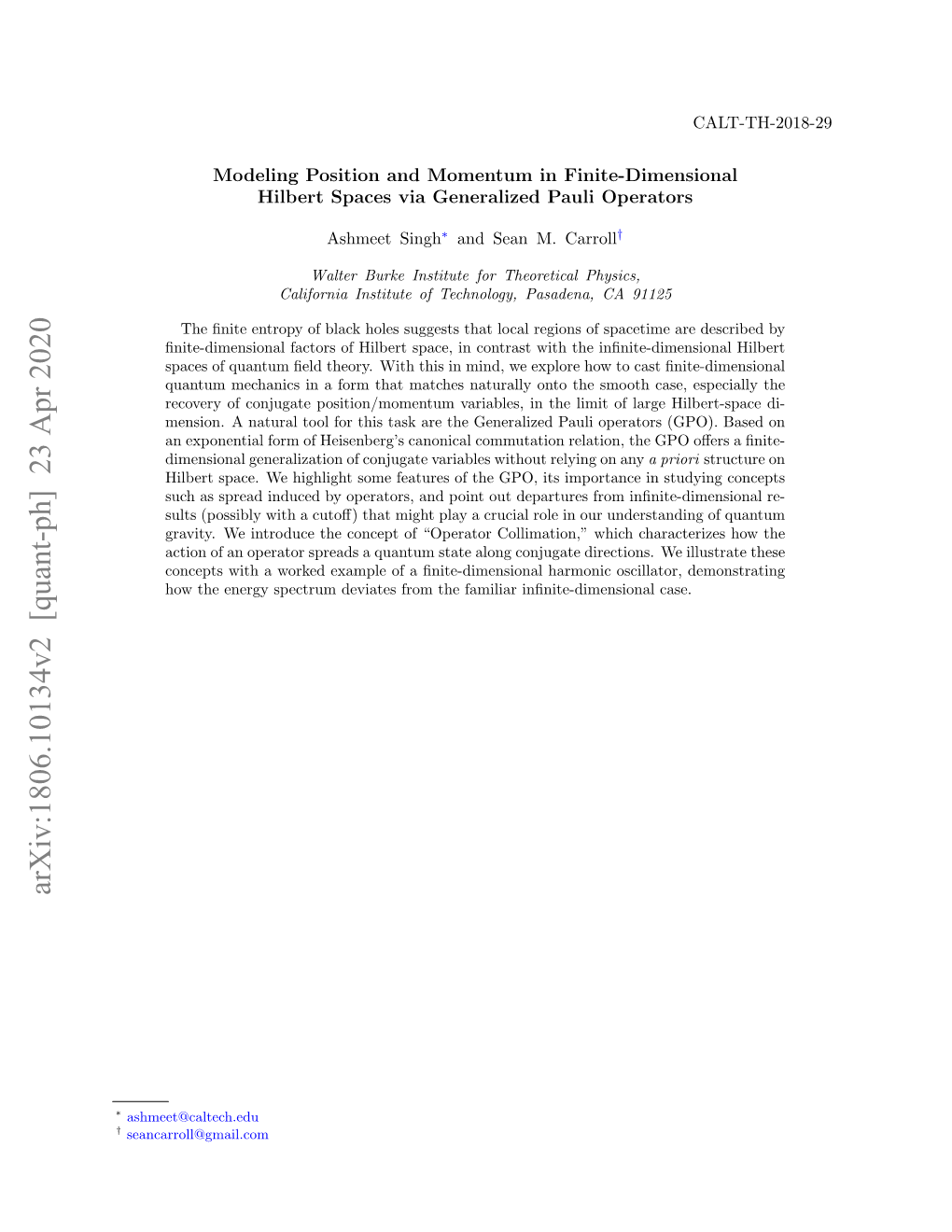 Arxiv:1806.10134V2 [Quant-Ph] 23 Apr 2020