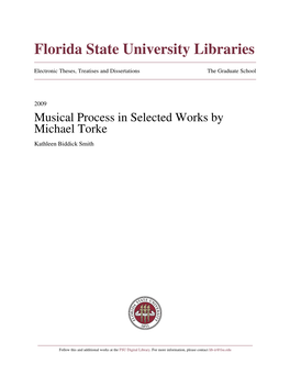 Musical Process in Selected Works by Michael Torke Kathleen Biddick Smith
