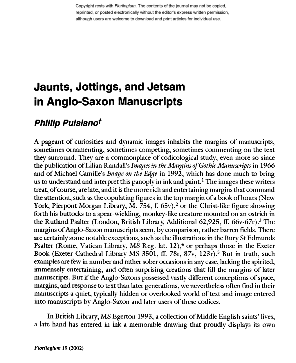 Jaunts, Jottings, and Jetsam in Anglo-Saxon Manuscripts