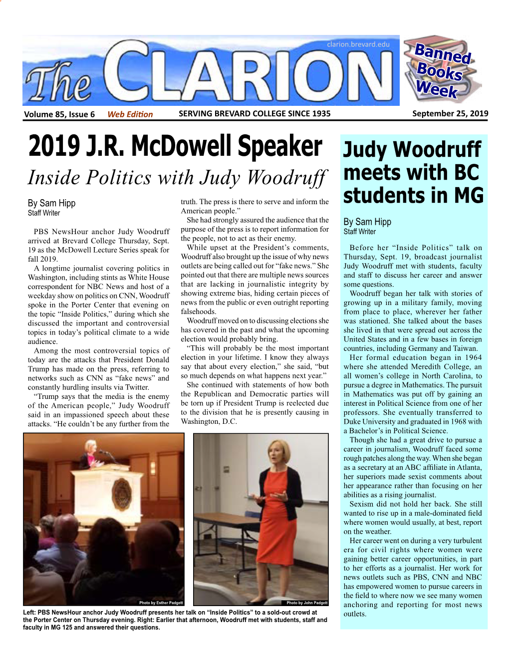 The Clarion, Vol. 85, Issue #6, Sept. 25, 2019