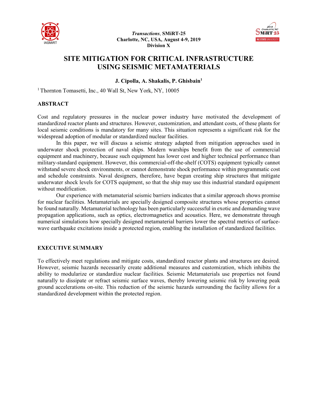 Site Mitigation for Critical Infrastructure Using Seismic Metamaterials