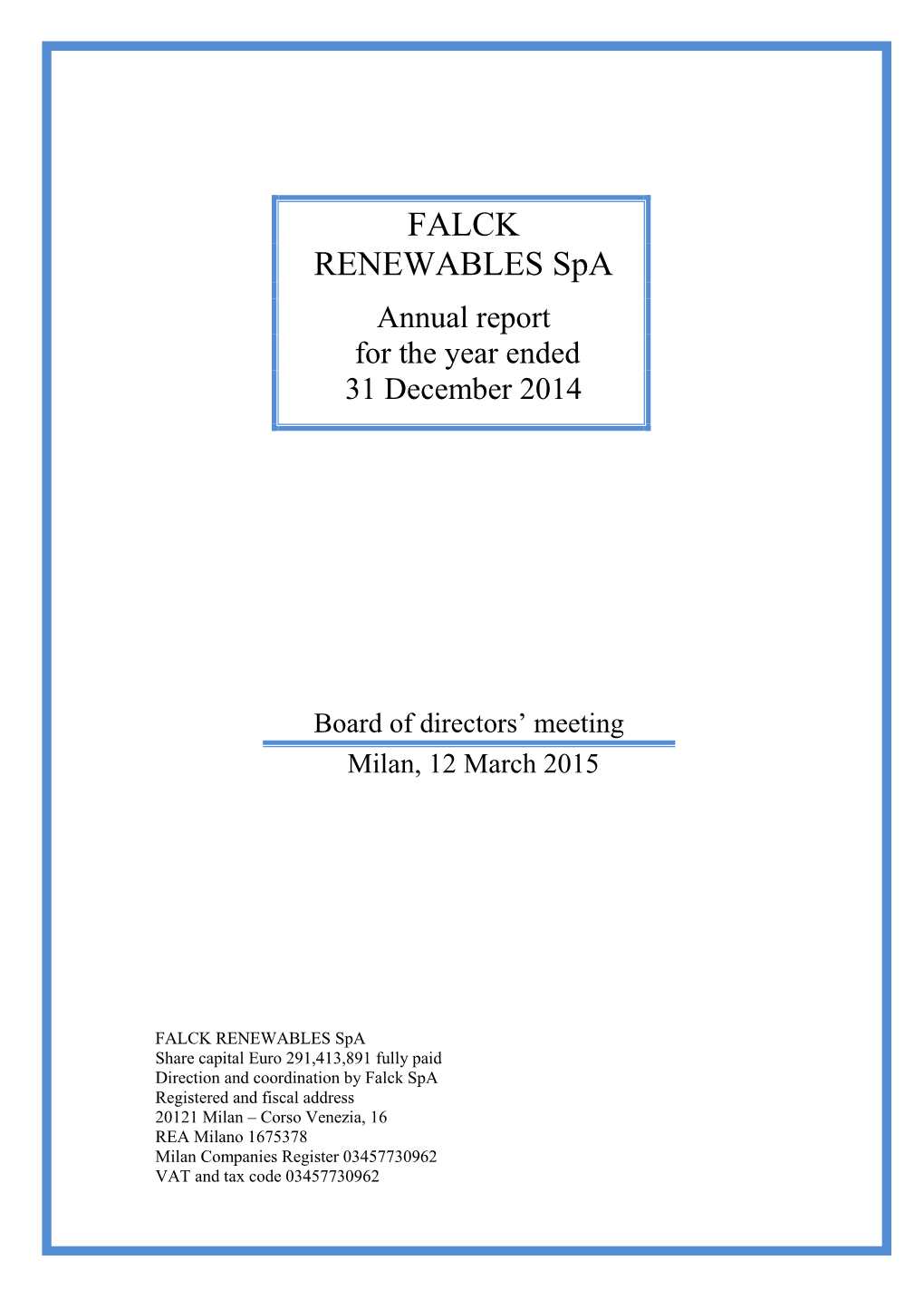 FALCK RENEWABLES Spa