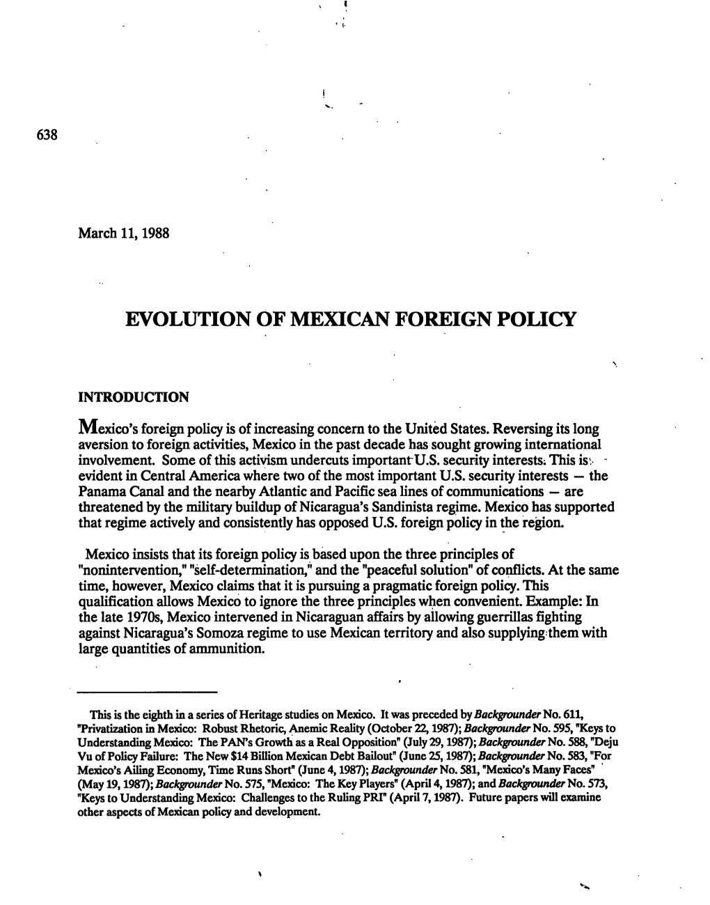 Evolution of Mexican Foreign Policy