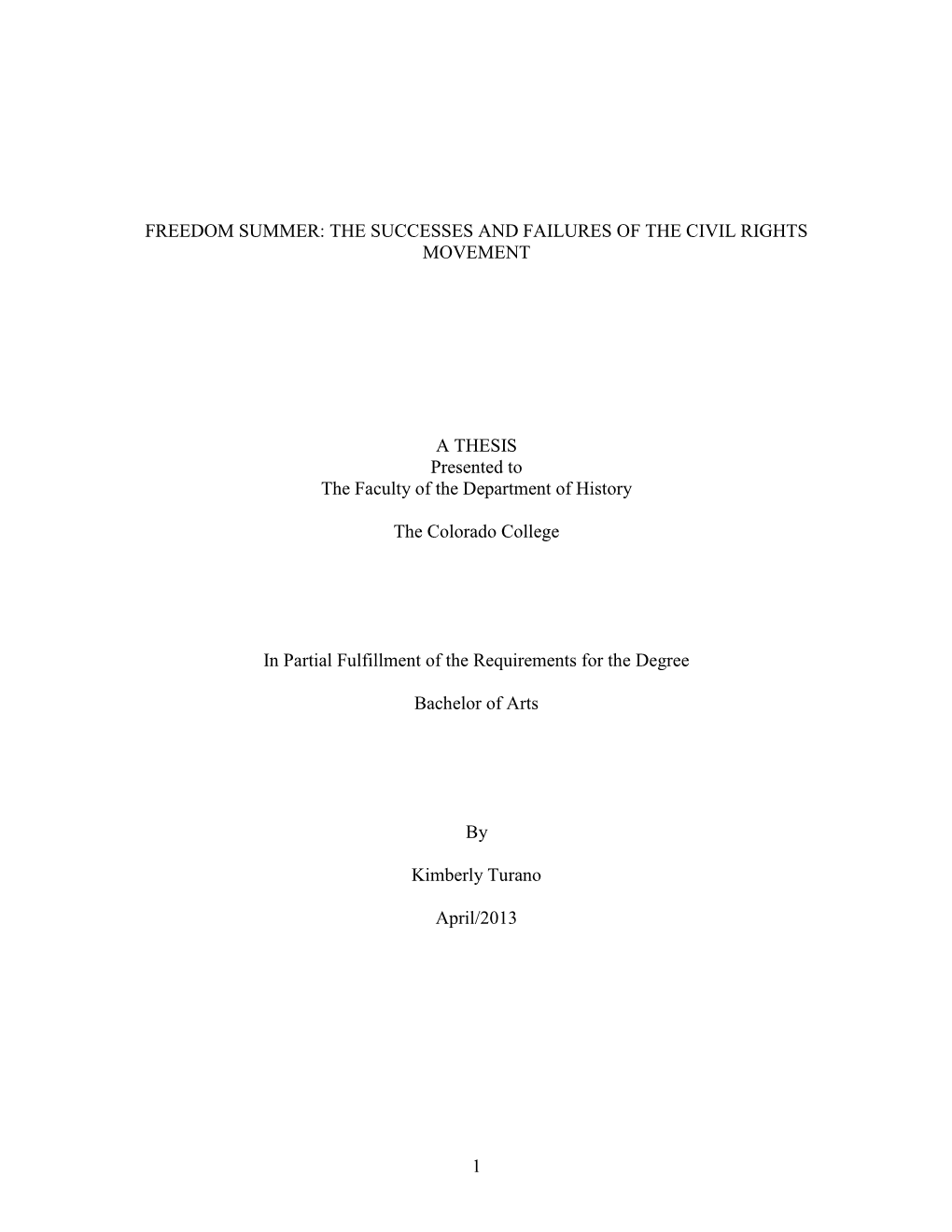 Freedom Summer: the Successes and Failures of the Civil Rights Movement