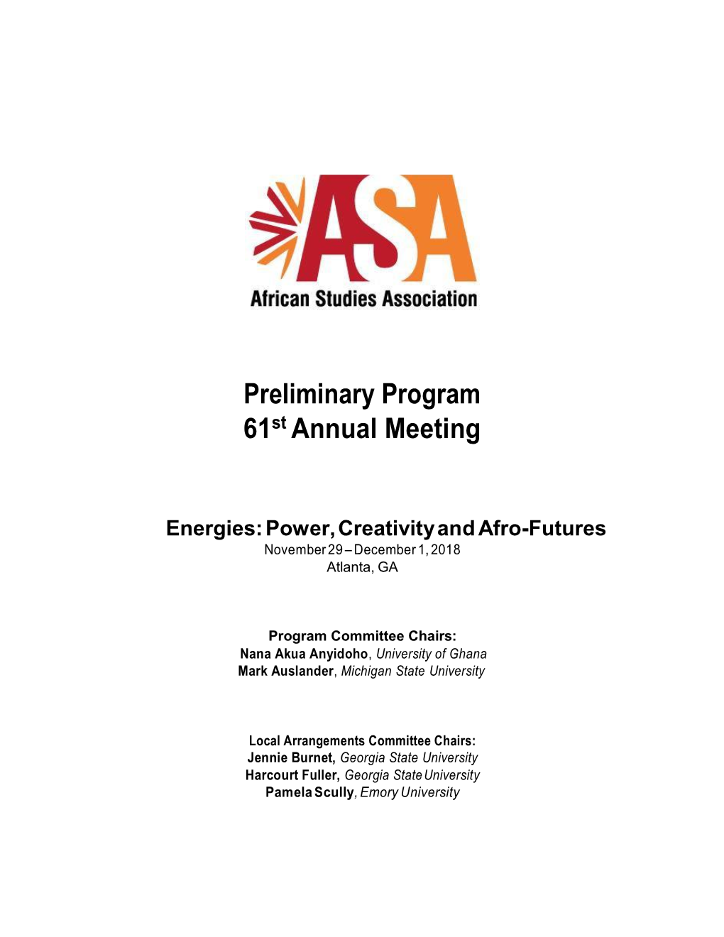 Preliminary Program 61St Annual Meeting