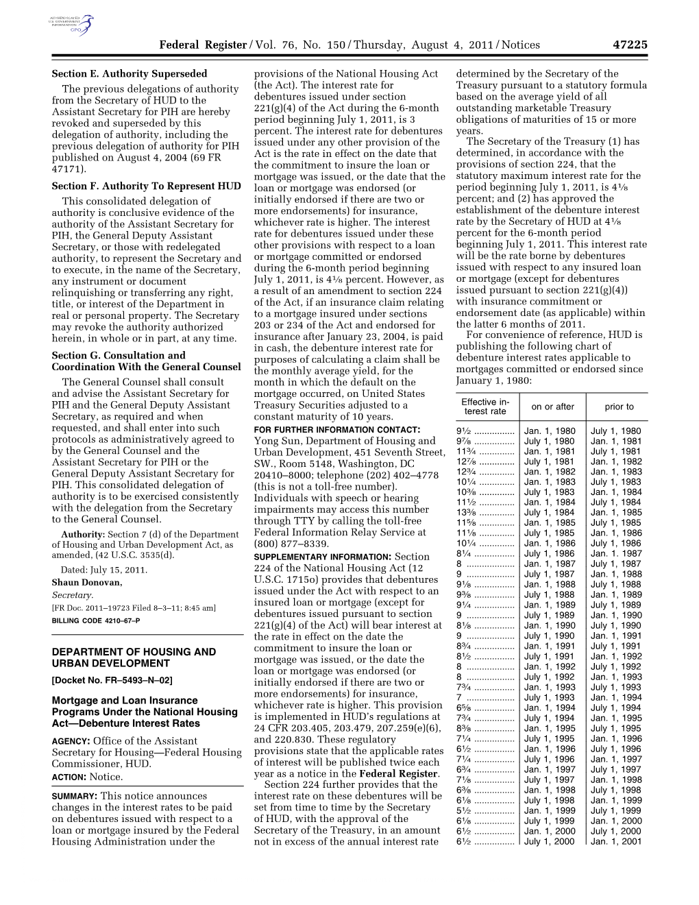 Federal Register/Vol. 76, No. 150/Thursday, August 4, 2011