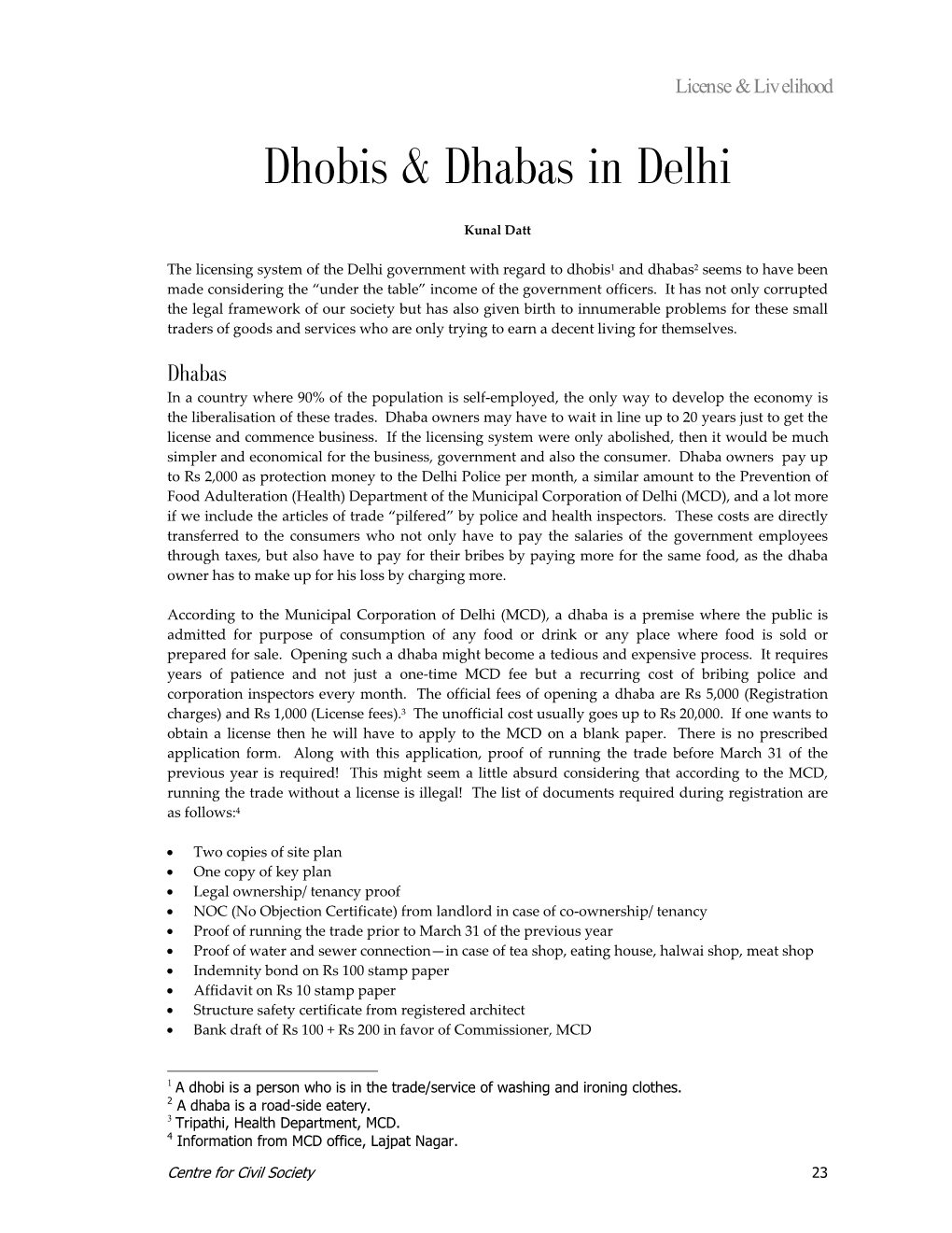 Dhobis & Dhabas in Delhi