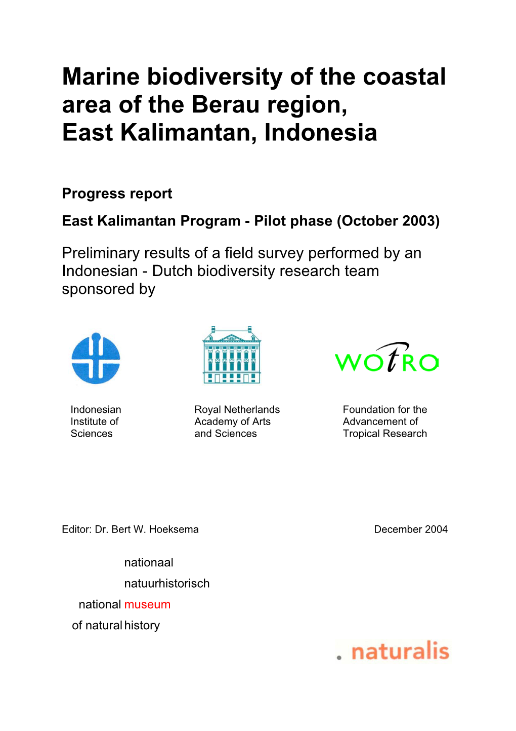 Biodiversity of the Coastal Zone of NE Kalimantan (Berau Region)