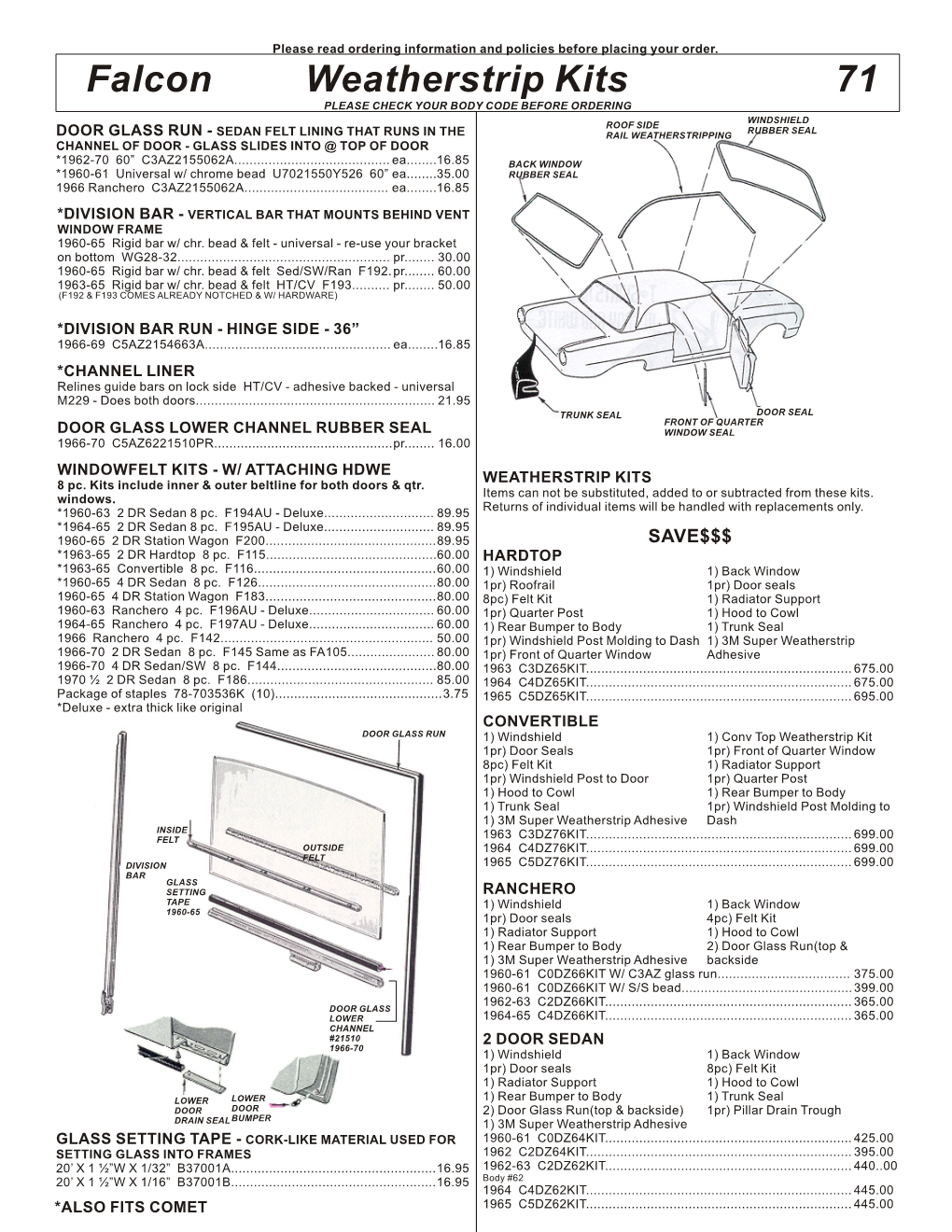 Falcon Weatherstrip Kits 71