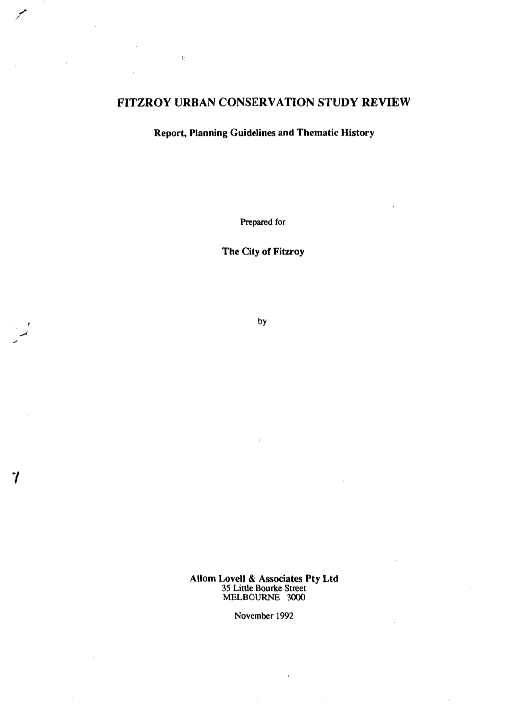 Fitzroy Urban Conservation Study Review 1992