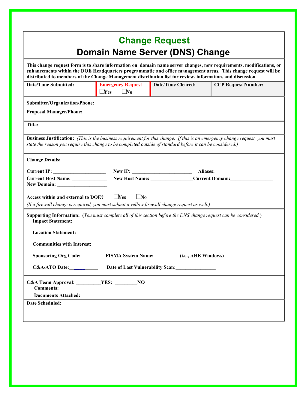 Configuration Change Proposal (Ccp)