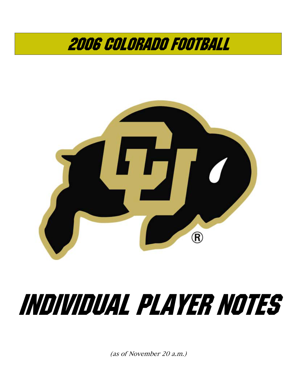 Individual Player Notes