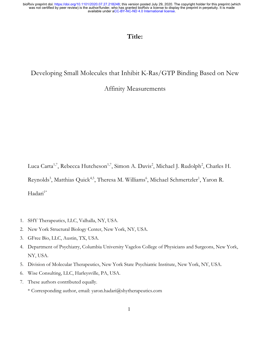 Developing Small Molecules That Inhibit K-Ras/GTP Binding Based on New