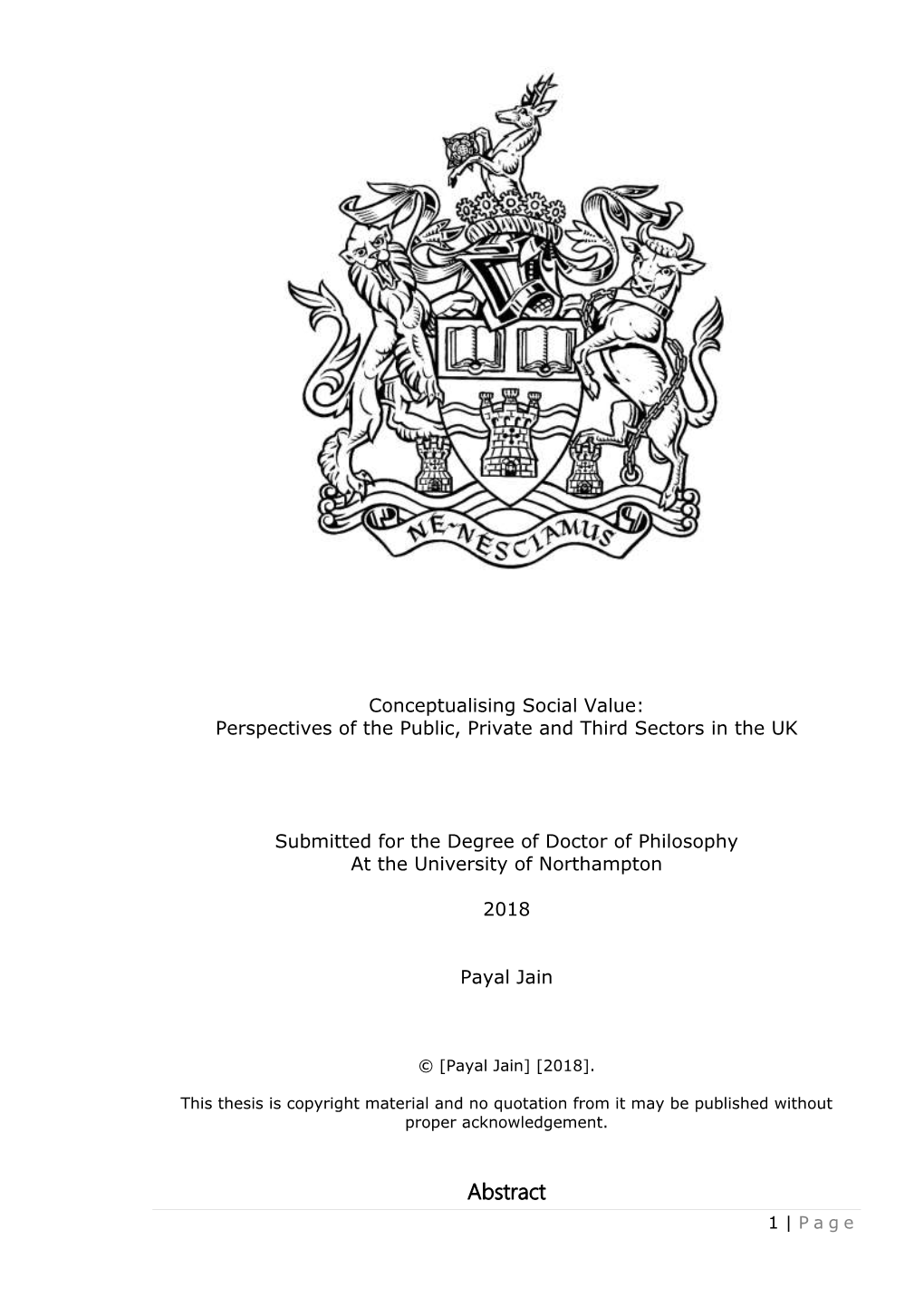 Conceptualising Social Value: Perspectives of the Public, Private and Third Sectors in the UK