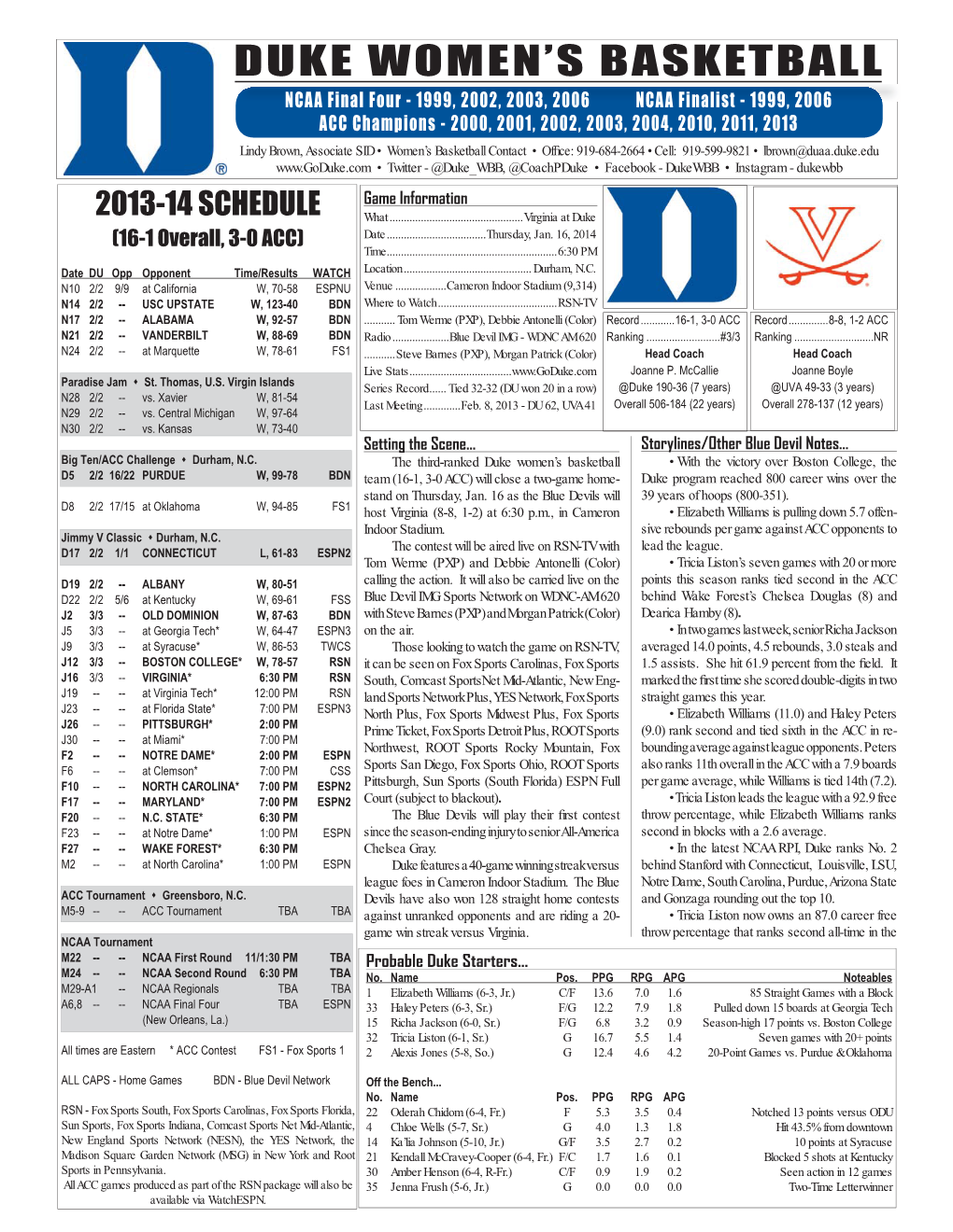 2013-14 WBB Game Notes