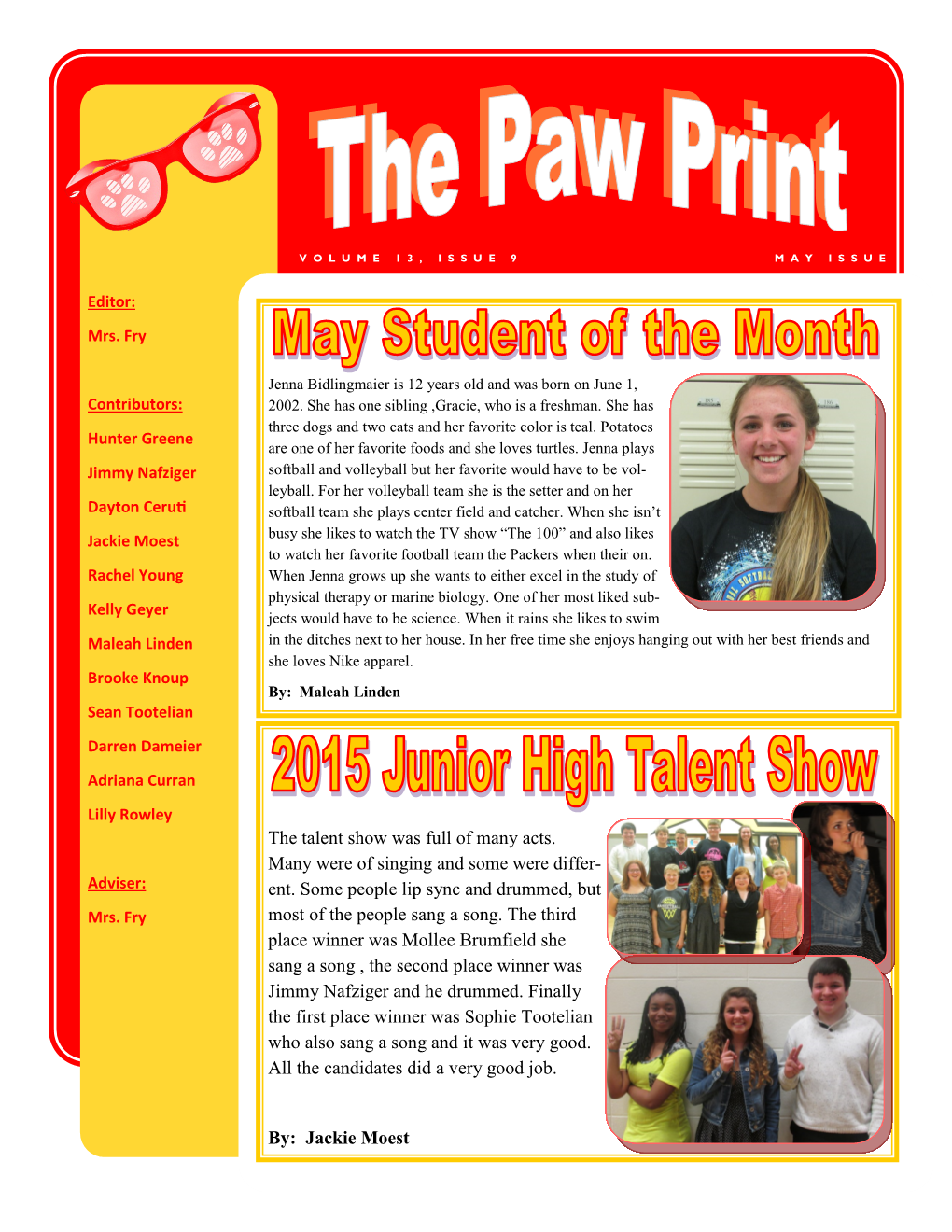 Paw Print Volume 13 Issue 9