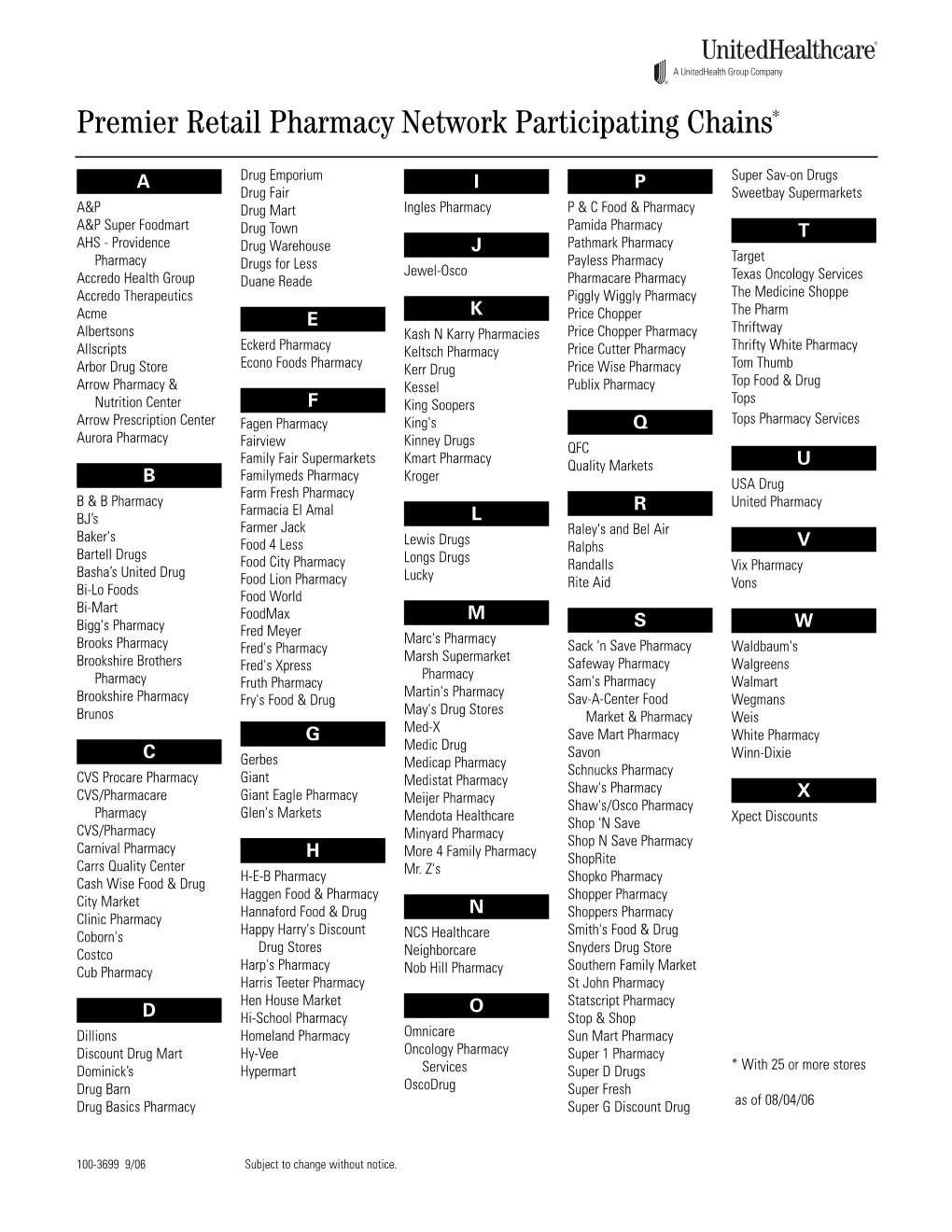 Participating Pharmacy Chains