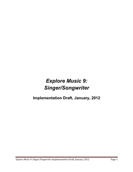 Explore Music 9: Singer/Songwriter