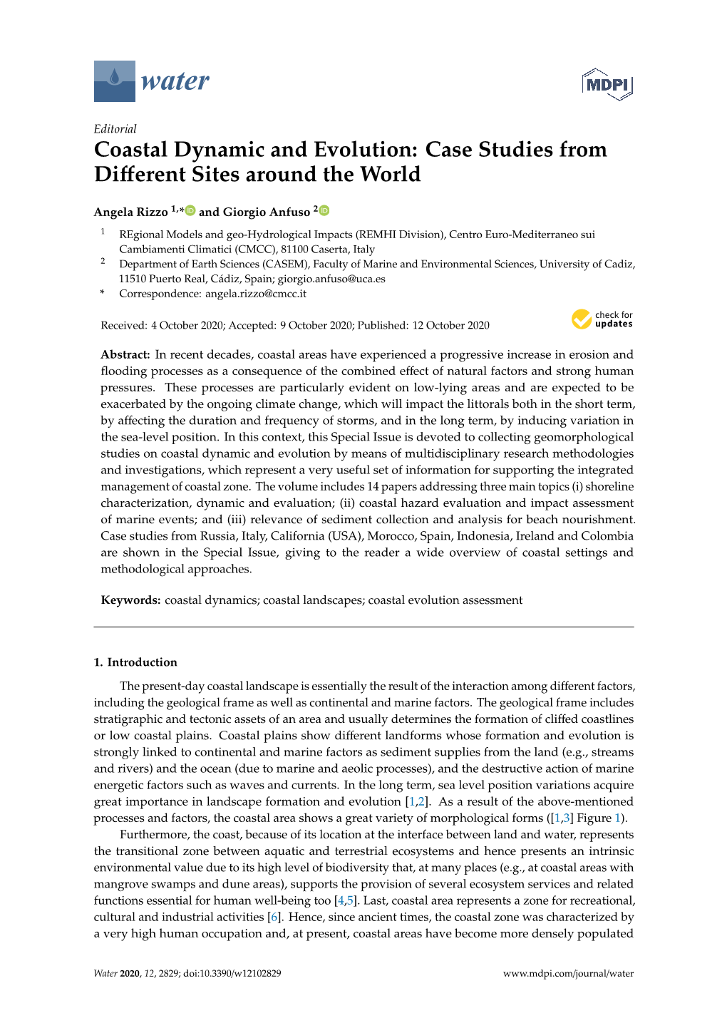 Coastal Dynamic and Evolution: Case Studies from Different Sites