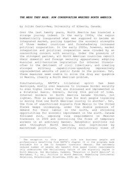 HOW CONSERVATISM WRECKED NORTH AMERICA by Julián Castro-Rea, University of Alberta, Canada