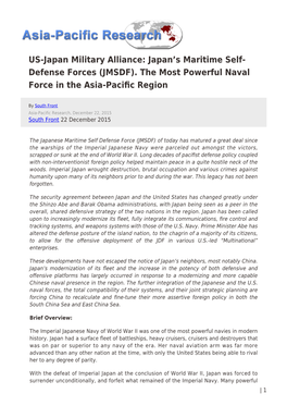 US-Japan Military Alliance: Japan&#8217;S Maritime Self-Defense