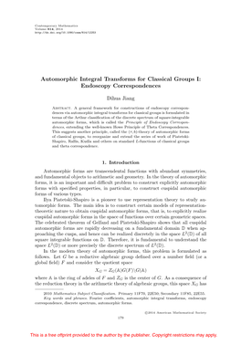 Automorphic Integral Transforms for Classical Groups I: Endoscopy Correspondences