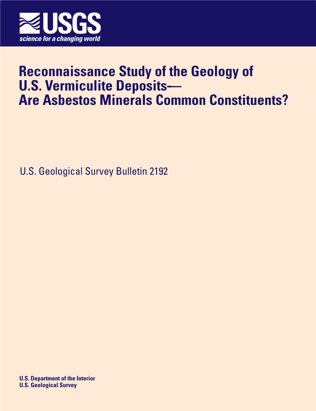 Reconnaissance Study of the Geology of US Vermiculite Deposits