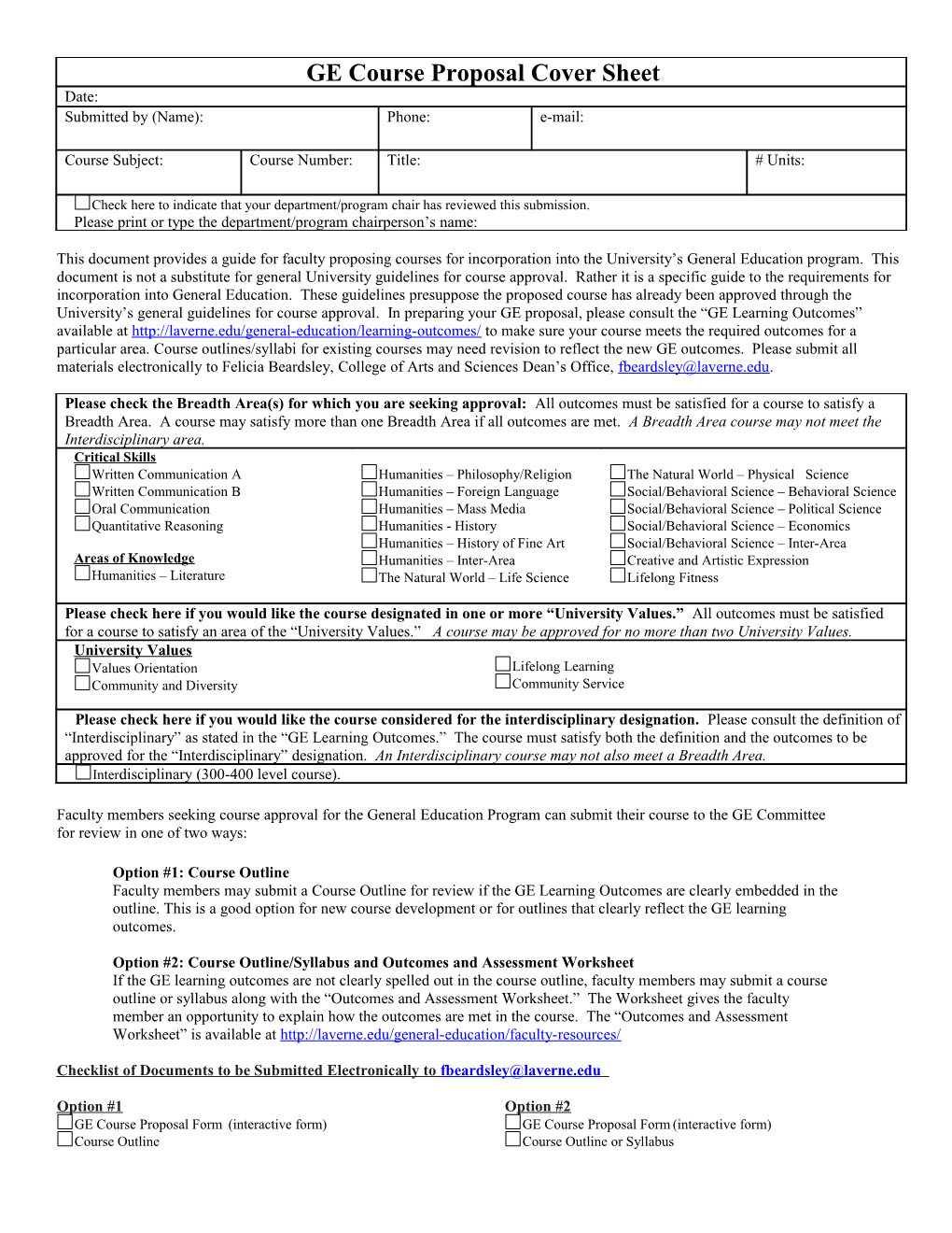 GE Course Proposal Form (GE3)