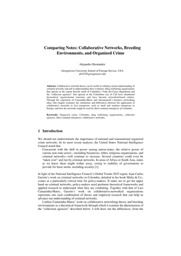 Comparing Notes: Collaborative Networks, Breeding Environments, and Organized Crime