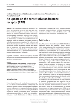 An Update on the Constitutive Androstane Receptor (CAR)