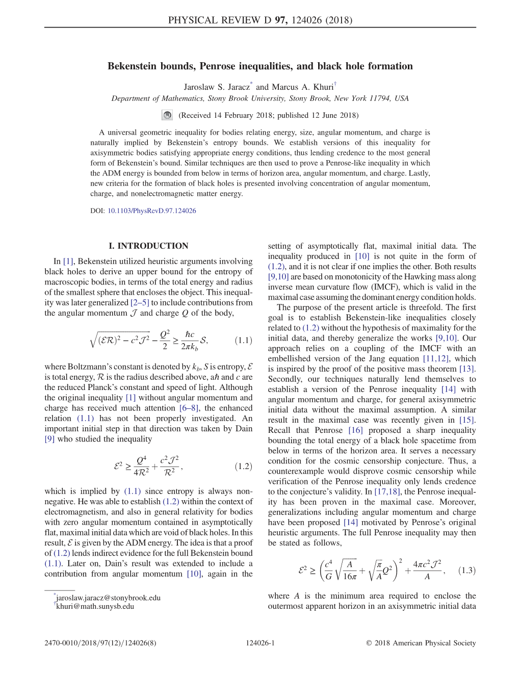 Bekenstein Bounds, Penrose Inequalities, and Black Hole Formation