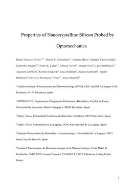 Properties of Nanocrystalline Silicon Probed by Optomechanics