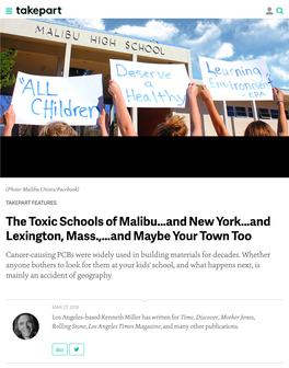 The Toxic Schools of Malibu…And New York…And Lexington, Mass.,…And Maybe Your Town Too