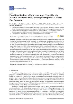 Functionalization of Molybdenum Disulfide Via Plasma Treatment And