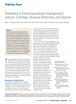 Treatment of Femoroacetabular Impingement: Labrum, Cartilage, Osseous Deformity, and Capsule