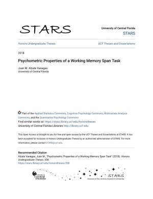 Psychometric Properties of a Working Memory Span Task